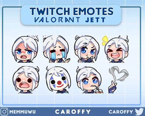 Cute Valorant Jett Emotes Bundle Twitch Discord Youtube Etsy