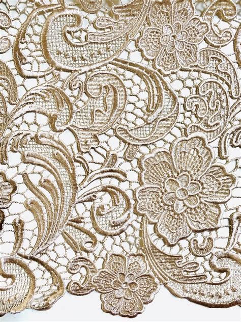 Maggie Champagne Guipure Venice Heavy Lace Fabric By The Yard 10019