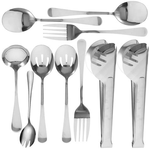 1 Set Of Stainless Steel Flatware Serving Utensils Buffet Catering