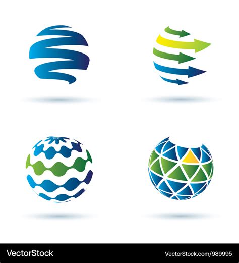 Set Abstract Globe Icons Royalty Free Vector Image