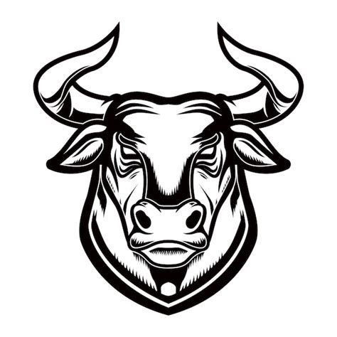 Cabeza De Toro En Estilo Grabado Vector Premium