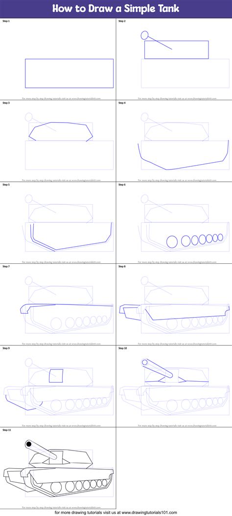 How To Draw A Simple Tank Military Step By Step Drawingtutorials