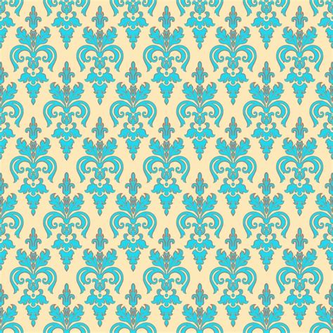 Premium Vector Vintage Turquoise Seamless Pattern On A Beige Background