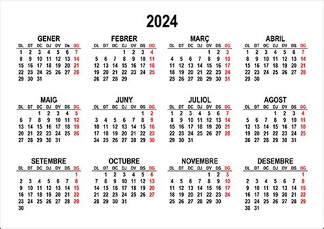 Calendari 2024 Per Imprimir En Català Calendaris Su Calendaris En Català