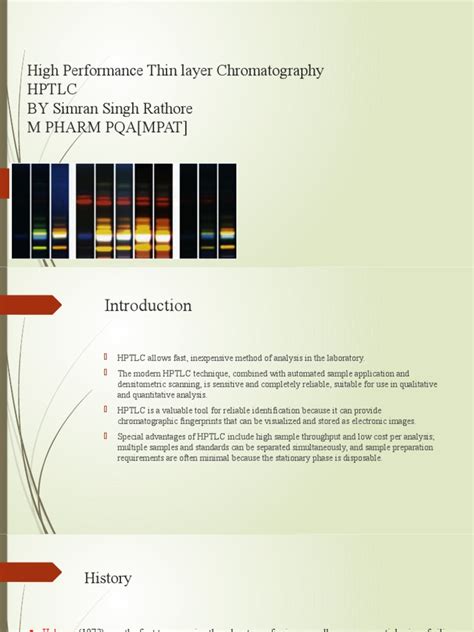 High Performance Thin Layer Chromatography Hptlc By Simran Singh