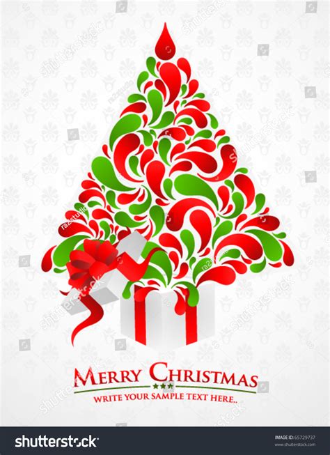 Merry Christmas Sample Text With Colorful Abstract Christmas Tree Stock