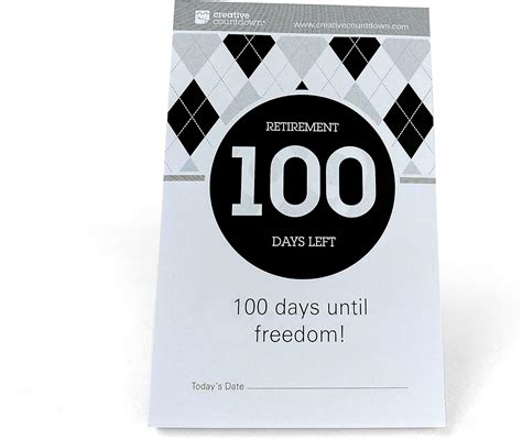 100 Day Retirement Count Down Calendar 5 75 X3 75 Black And White Tear Off