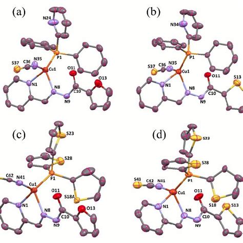 Ortep Diagrams Of 1 A 2 B 3 C And 4 D Ellipsoids Are Drawn Download Scientific