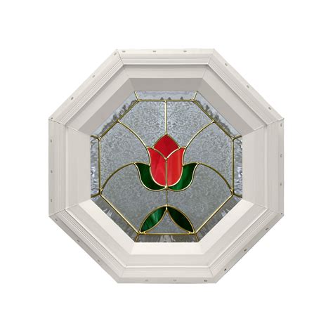 Tulip Decorative Stationary Octagon Window With Brass Caming Direct E