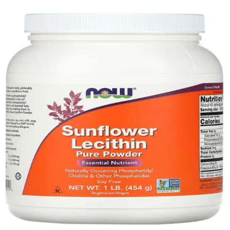 Now Foods Sunflower Lecithin Pure Powder 1 Lb 454 G