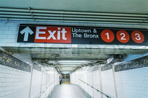 Exit sign in New York City subway. | Stock image | Colourbox