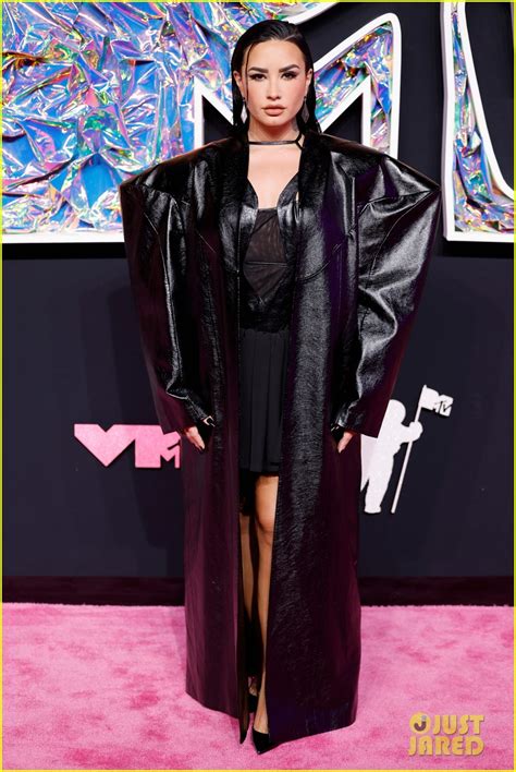 Demi Lovato Rocks A Black Leather Ensemble On MTV VMAs 2023 Red Carpet