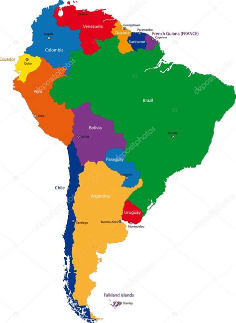 Mapa Colorido De Am Rica Del Sur