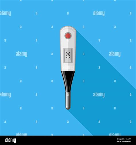 Modern Digital Medical Thermometer Isolated On Blue Background Measuring Temperature Symbol Of