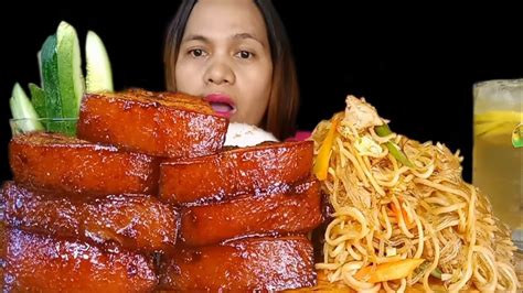 Braised Pork Belly Pancit Filipino Food Mukbang Philippines