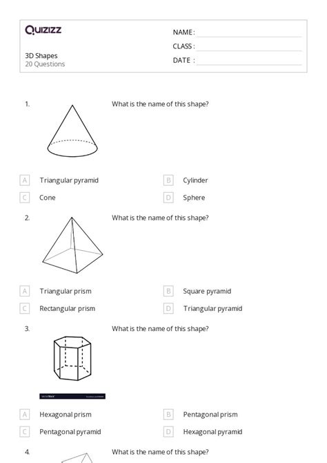 50+ 3D Shapes worksheets for 5th Grade on Quizizz | Free & Printable