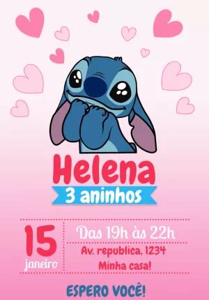 Convite de aniversário Lilo Stitch Edite grátis nosso editor online