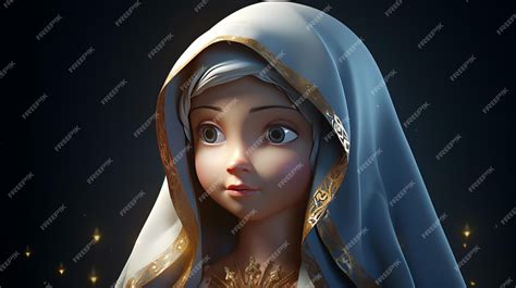 Premium Ai Image Cute Mother Mary In 3d Render