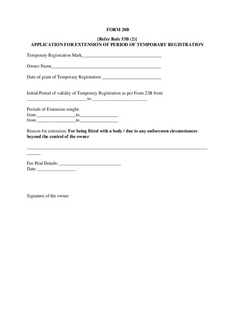 Fillable Online Form 20b Refer Rule 53b 2 Application For Extension