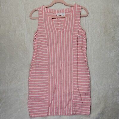 Sigrid Olsen XS Woman S Linen Dress Sleeveless Sheath Pockets Pink