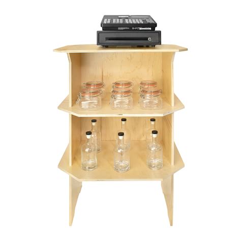 Portable Wooden Counter with 2 Inner Shelves, 26”W x 38”H, Collapsible ...