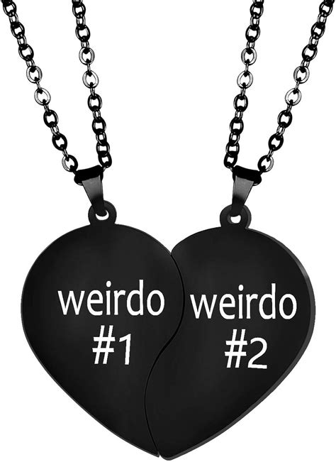 2 Pcs Bff Necklace Best Friend Necklaces Weirdo 1 Weirdo 2 Best