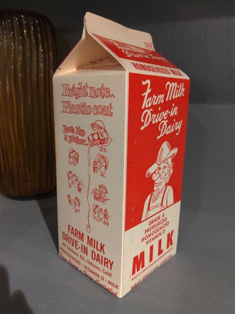 Nos 1960 S Farm Milk Drive In Dairy Milk Waxed Milk Carton Etsy