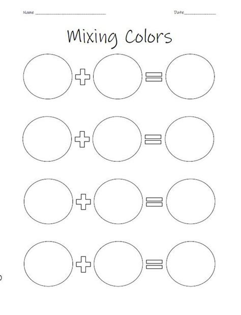 mixing colorspdf color worksheets  preschool color theory