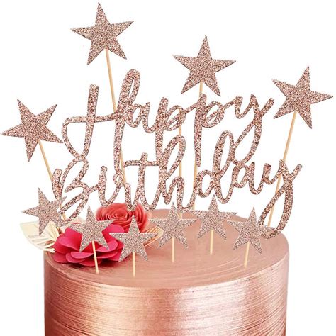 Buy 2 Sets Happy Birthday Cake Toppers Rose Gold Cake Topper Banner