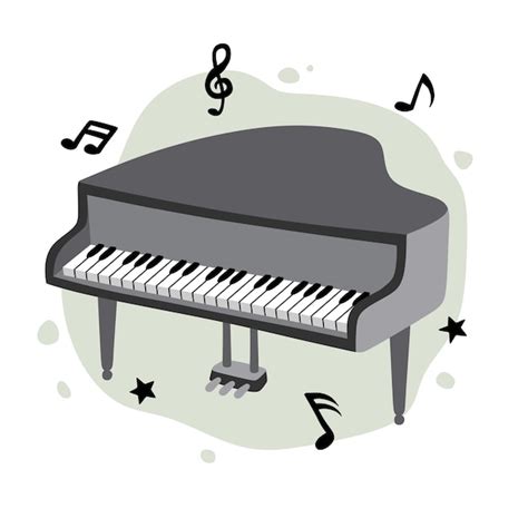 Premium Vector | Hand drawn cute piano in cartoon style