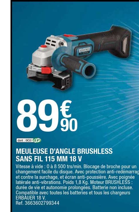 Offre Meuleuse D Angle Brushless Sans Fil Mm V Chez Brico Depot