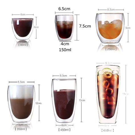 Heat Resistant 80 250 350 450ml Double Wall Glass Cup Beer Coffee Cups