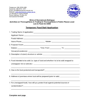 Fillable Online Fillable Online Shire Liquor Permit Application Form