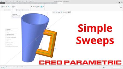 Creo Parametric Simple Sweeps Constant Section YouTube