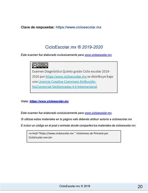 Examen DiagnÓstico Quinto Grado 2019 2020 Página 20 Imagenes Educativas