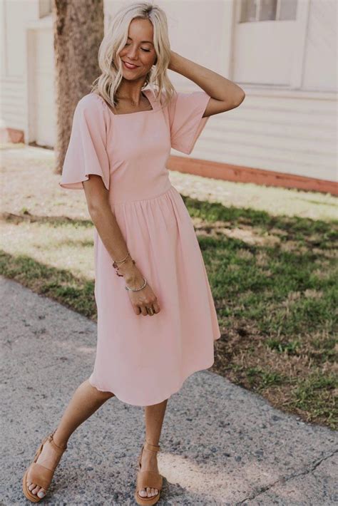 Cute Pink Bridesmaid Dress Online Womens Modest Dresses Roolee