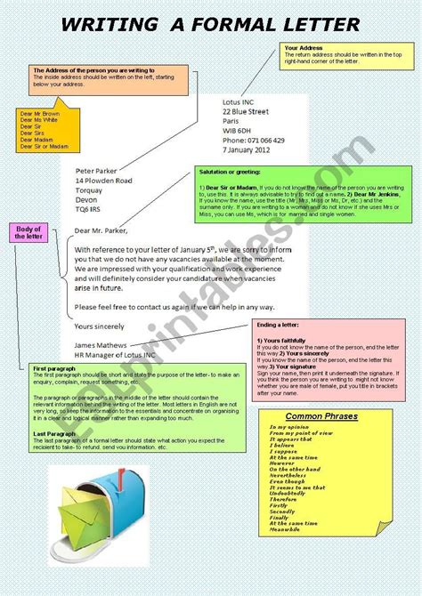 Writing Formal Letter Esl Worksheet By Naumenkolena