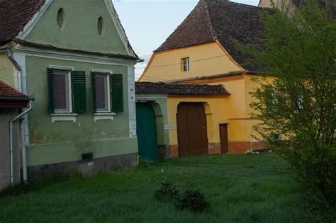 Una casa verde con techo marrón y techo verde Foto Premium