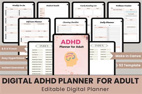 Digital Adhd Planner For Adult Canva Graphic By Munjixpro · Creative