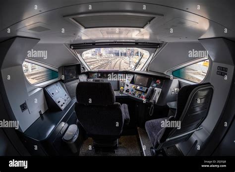 Inside the Driving Cab of a new IEP Class 800 / 801 Train made by Hitachi, England, UK Stock ...