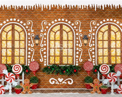 Gingerbread House Wall Backdrop Christmas Backdrops For Pictures