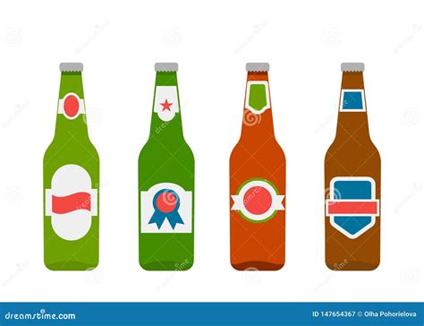 Sistema De Diversas Botellas De Cerveza Iconos En Estilo Plano