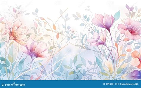 Floral Watercolor Background Hand Drawn Flowers Vector Illustration