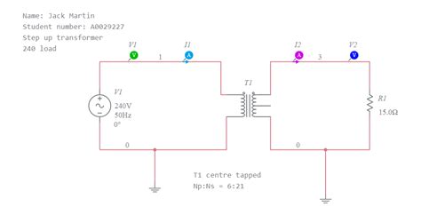 Basic Step Up Transformer Multisim Live