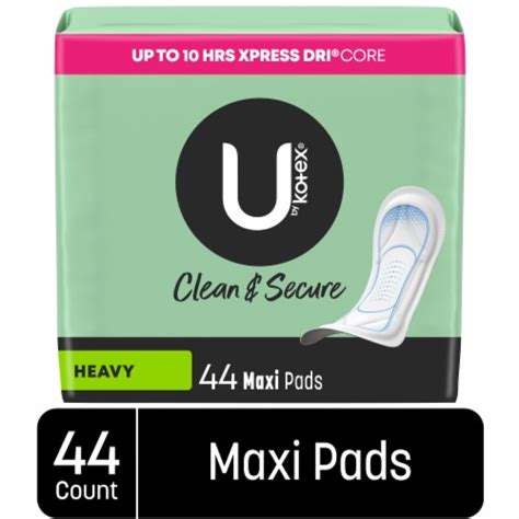 U By Kotex Clean And Secure Maxi Pads Heavy Absorbency 44 Count Kroger