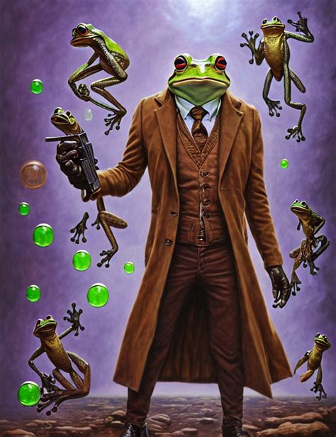 Krea Ai Anthropomorphic Bipedal Frog That Is Wearing A Bro