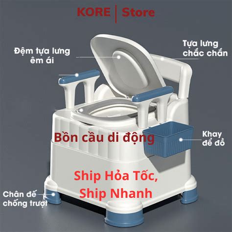 Mẫu Mới - Bồn Cầu Di Động Cho Người Già Chân Đế Tay Vịn Chắc Chắn Đệm ...