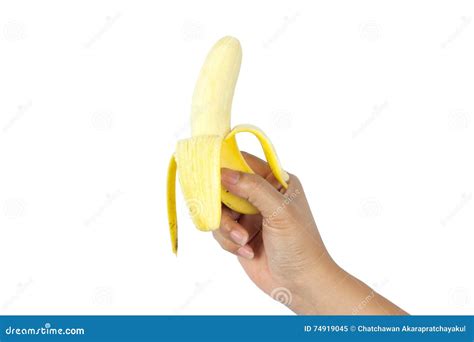 Woman Hand Hold Banana Isolated On White Background Stock Image Image