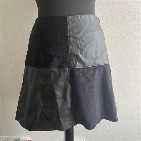 Faux Leather And Suede Patchwork Skirt A Line Style Depop