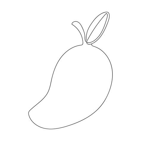 Continuous One Line Drawing Mango Vector Illustration Black Line Art